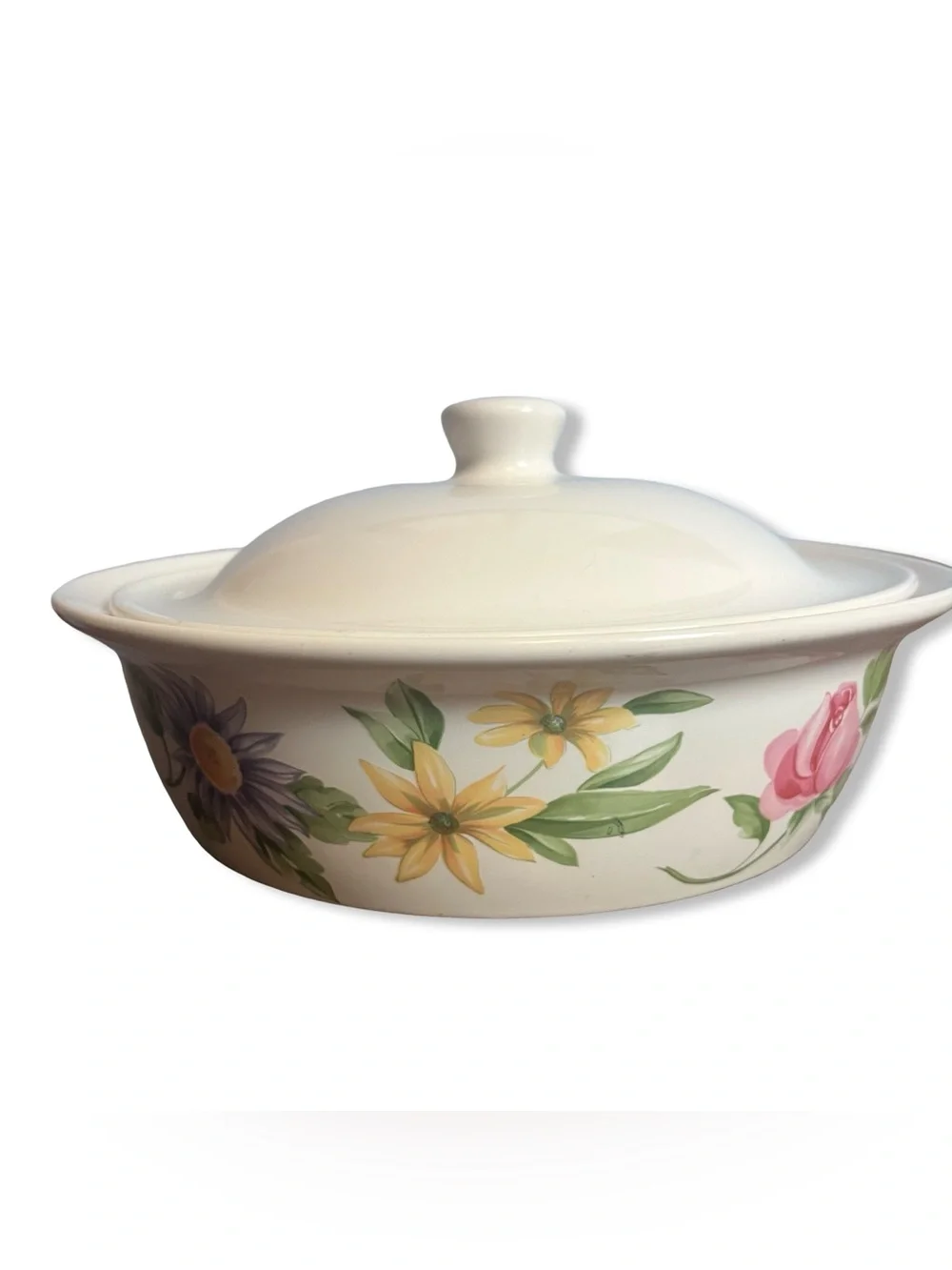 Pfaltzgraff Portfolio Dahlia Round Covered Casserole Dish Lid 8 Inch Floral